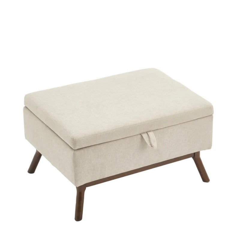 Mid-century modern square coffee table storage bench, assembled, suitable for living room, entryway and family room, used as a coffee table, stirrups, shoe bench-海智集-Default-