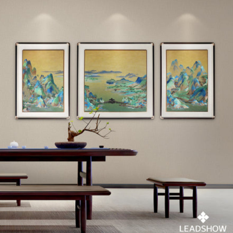 Chinese Landscape Embroidery Art - Silk Thread Mountain Water Painting, New Asian Style Framed Wall Decor-海智集-