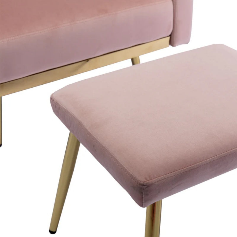 COOLMORE Velvet Accent Chair with Adjustable Armrests and Backrest, Button Tufted Lounge Chair, Single Recliner Armchair with Ottoman-海智集-Default-