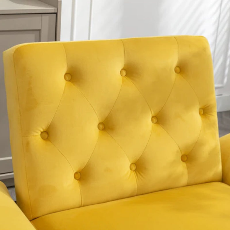 COOLMORE Velvet Accent Chair with Adjustable Armrests and Backrest, Button Tufted Lounge Chair, Single Recliner Armchair with Ottoman-海智集-Default-