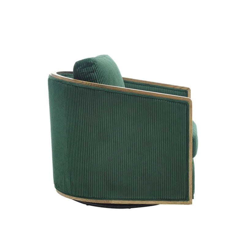 Emerald Corduroy Swivel Barrel Chair, Comfortable Accent Sofa Chair with 360 Degree Swivel for Living Room, Nursery, Hotel, Bedroom, Office-海智集-Default-