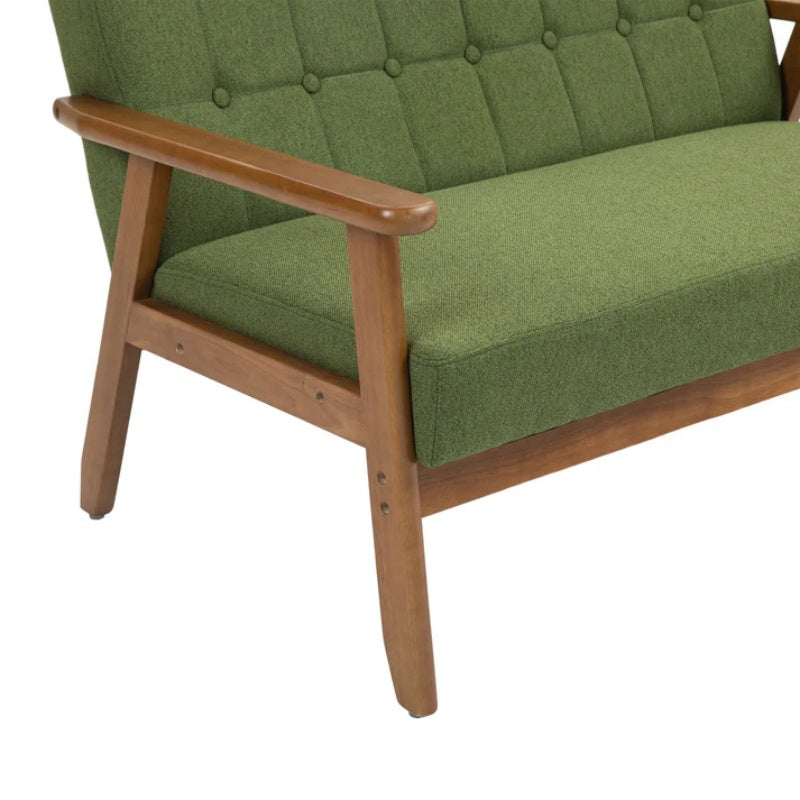 COOLMORE Mid-Century Modern Solid Loveseat Sofa Upholstered Linen Loveseat, 2-Seat Upholstered Loveseat Sofa Modern Couch-海智集-Default-