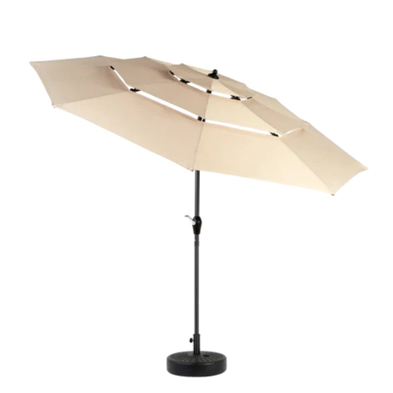Aluminium 10ft 3 Tier Auto-tilt Umbrella ,Outdoor Patio Umbrella - Market Table Pool Deck Umbrella (Base Not Included) - ( khaki )-海智集-Default-