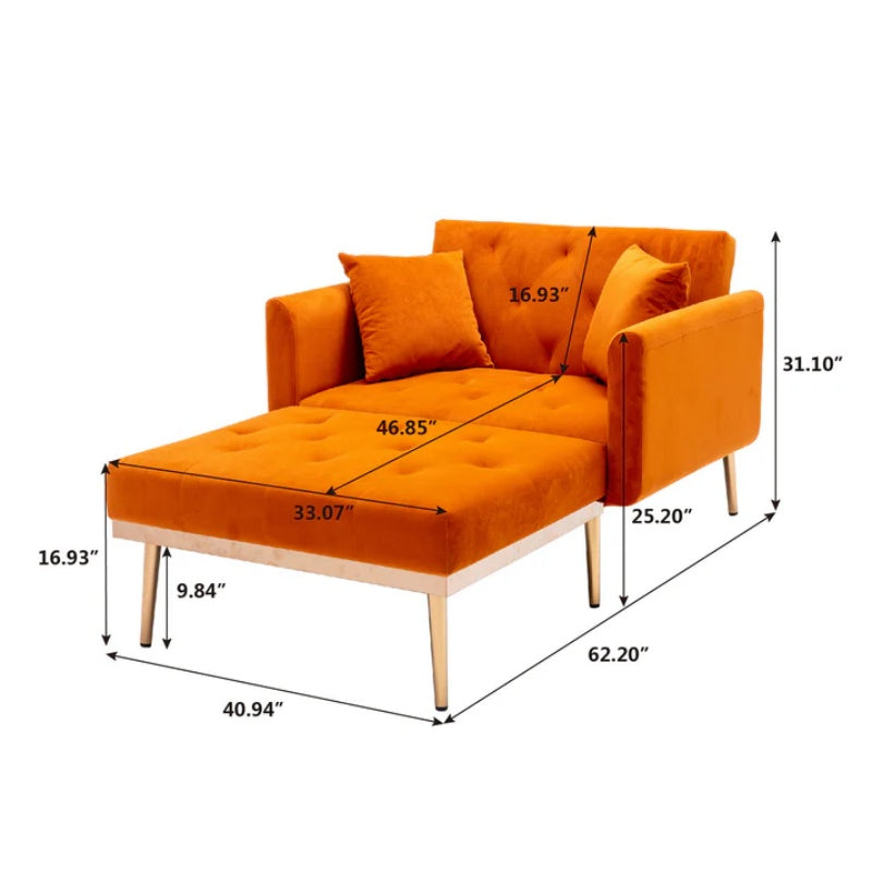 COOLMORE fashionable and classic style chaise lounge chair / accent chair for Living Room, bedroom (Orange)-海智集-Default-