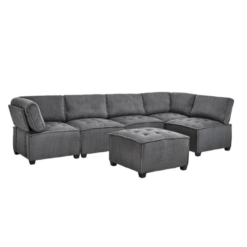 UNITED WE WIN Modular Sectional Sofa U Shaped Modular Couch with Reversible Chaise Modular Sofa Sectional Couch,6- Seat Convertible Sofa,Fit for Living Room-海智集-Default-