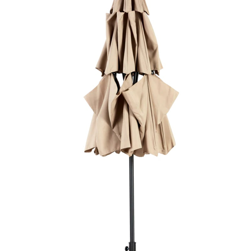 Aluminium 10ft 3 Tier Auto-tilt Umbrella ,Outdoor Patio Umbrella - Market Table Pool Deck Umbrella (Base Not Included) - ( khaki )-海智集-Default-