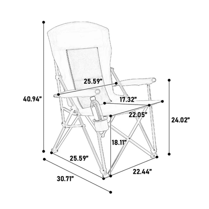 High Back Heavy Duty Lawn Chair Support 250LBS, Portable Collapsible Chair with Cup Holder -Navy blue-海智集-Default-