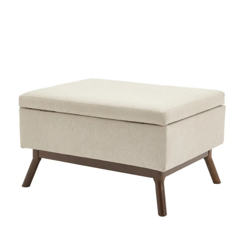 Mid-century modern square coffee table storage bench, assembled, suitable for living room, entryway and family room, used as a coffee table, stirrups, shoe bench-海智集-Default-