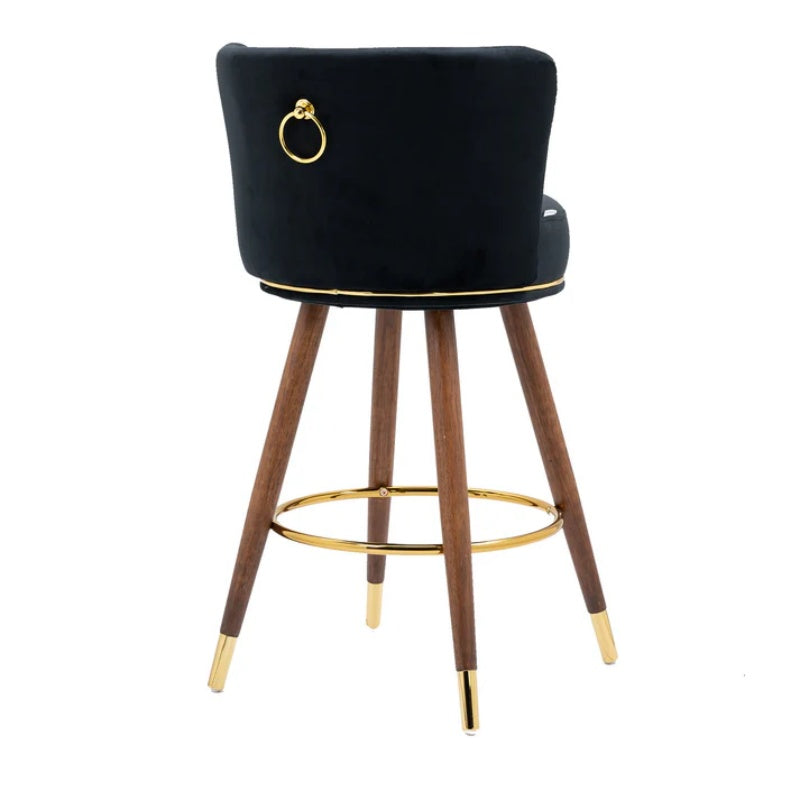 COOLMORE Counter Height Bar Stools Set of 2 for Kitchen Counter Solid Wood Legs with a fixed height of 360 degrees-海智集-Default-