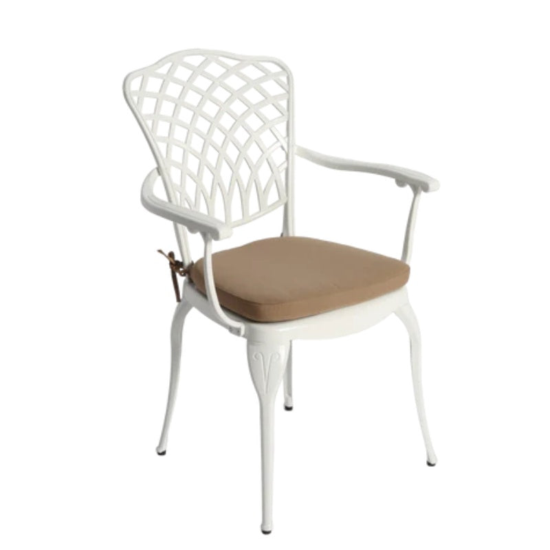 3 Piece Patio Bistro Set Cast Aluminum Bistro Table and Chairs Set of 2 with Umbrella Hole,All Weather Metal Bistro Table Set,Outdoor Patio Furniture Set for Garden with cushion White-海智集-Default-