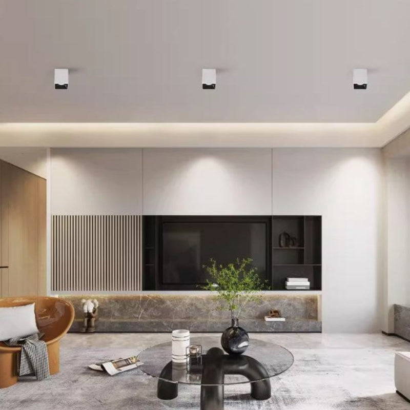 Extremely simple and simple installation spotlights, square household passageways, corridors, shopping malls, no need for holes, anti-glare, white and black, no main light for illumination-海智集-