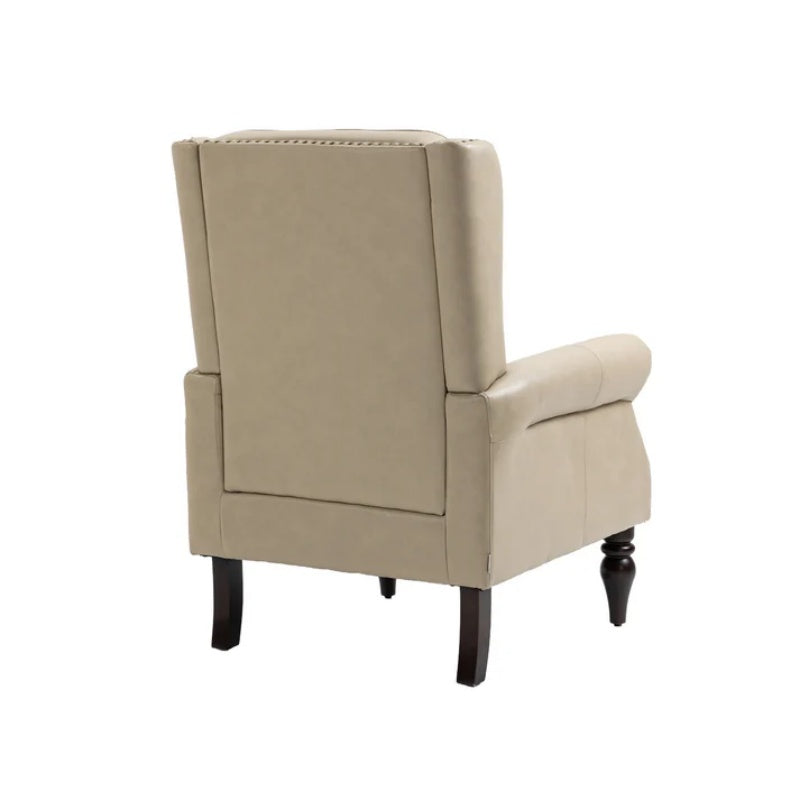 Modern Accent Chair Lounge Chair with Sturdy Wood Legs in Camel PU Leather for Living Room and Bedroom-海智集-Default-