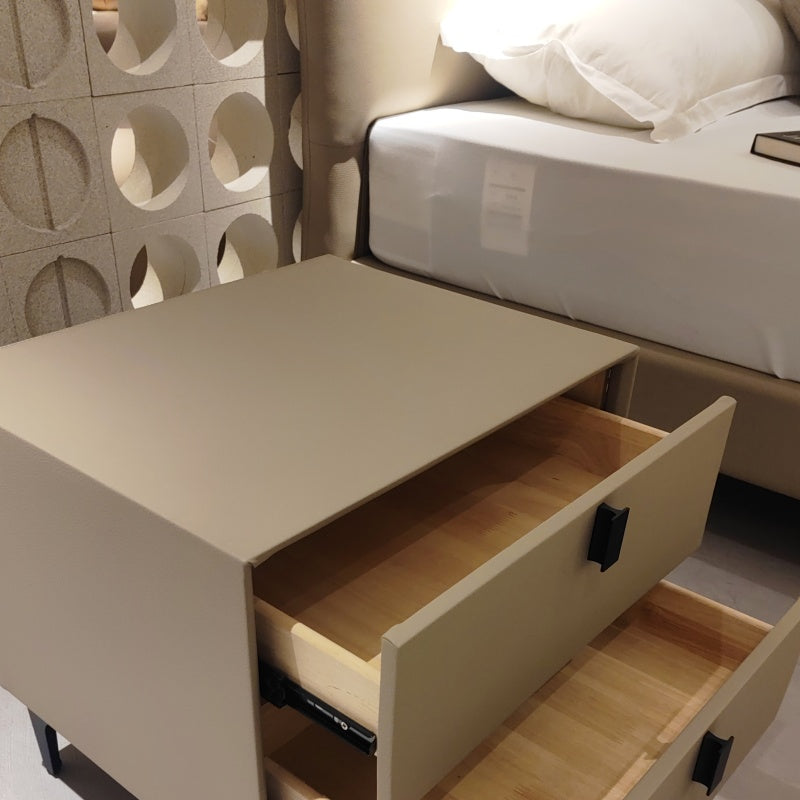 Modern Minimalist Leather Bed Set with Nightstands-海智集-