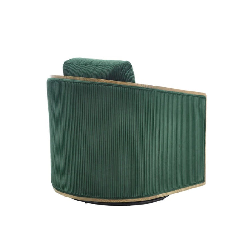 Emerald Corduroy Swivel Barrel Chair, Comfortable Accent Sofa Chair with 360 Degree Swivel for Living Room, Nursery, Hotel, Bedroom, Office-海智集-Default-