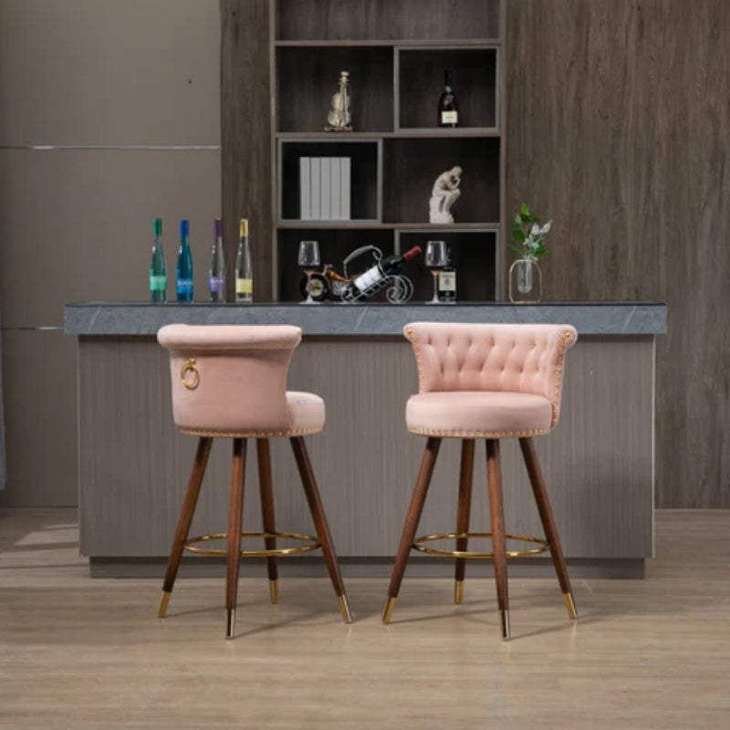 COOLMORE Swivel Bar Stools with Backrest Footrest ,with a fixed height of 360 degrees-海智集-Default-