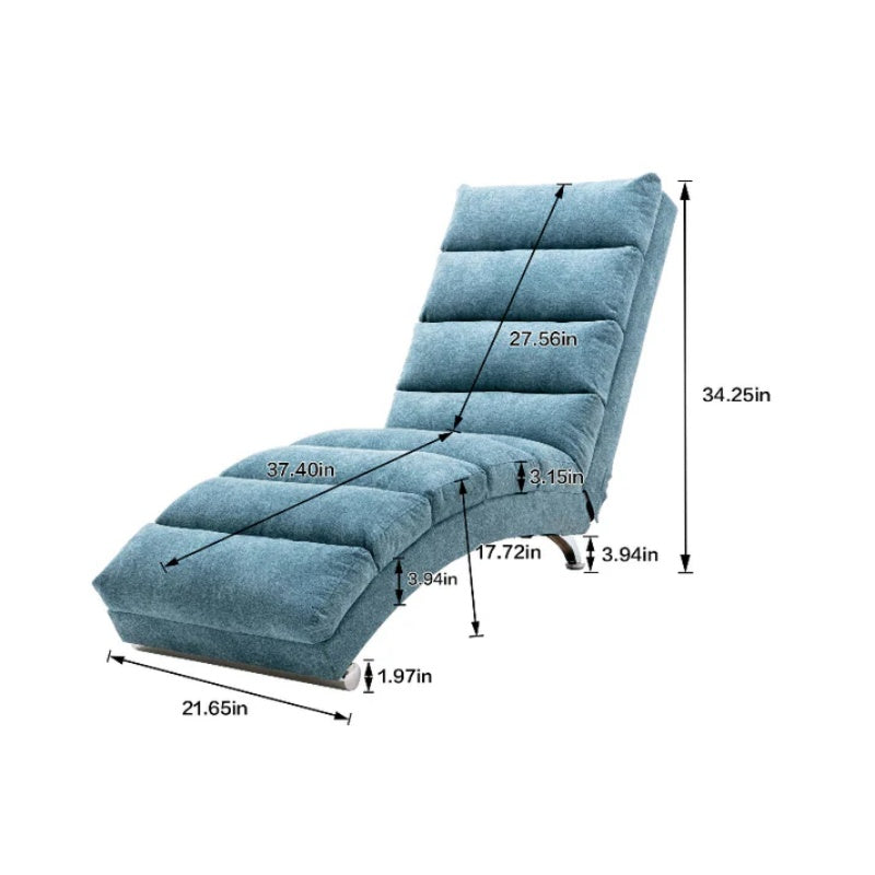 Ergonomic Linen Massage Chaise Lounge with Remote Control, 5 Modes, Blue, 21.65 x 58.27 x 34.25 inches-海智集-Default-