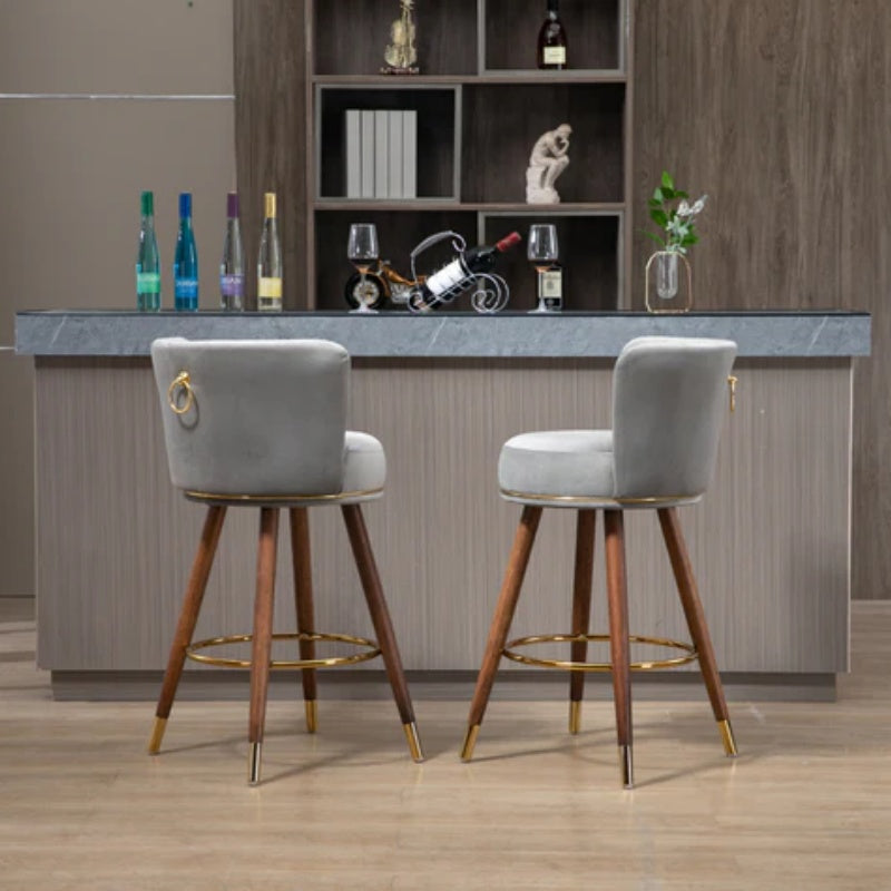 COOLMORE Counter Height Bar Stools Set of 2 for Kitchen Counter Solid Wood Legs with a fixed height of 360 degrees-海智集-Default-