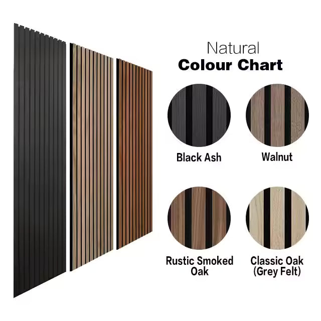 CE Custom 3D Moden Menyerap Bunyi Seni Eropah Siling Rumah Hitam PET Mdf Bilah Kayu Panel Akustik Dinding