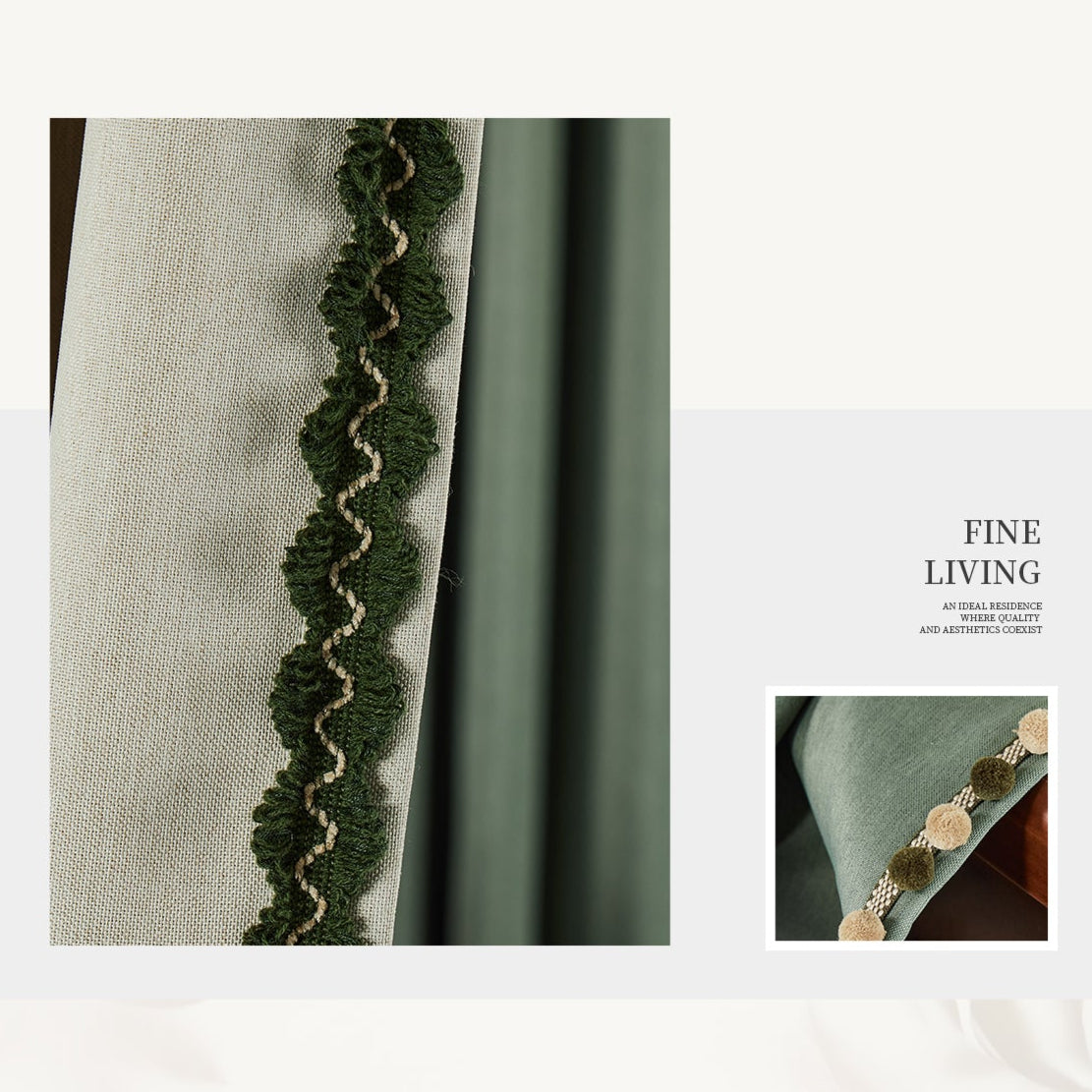 Jin Feng Gu Yun Curtains - Luxurious Antique Style, Light-Blocking with Premium Soft Touch, Cotton-Linen Blend Fabric-海智集-
