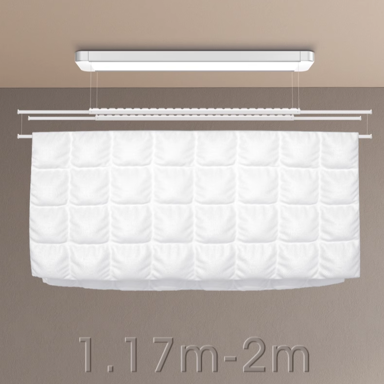 Smart Clothes Dryer -ZS12W-4101X-2XX- 4-Rod Expandable with LED Display, Wireless/Voice Control & Air-Dry, Ceiling Mounted for Home-海智集-