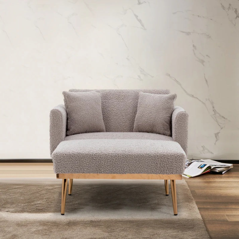COOLMORE fashionable and classic style chaise lounge chair / accent chair for Living Room, bedroom (Grey Teddy)-海智集-Default-