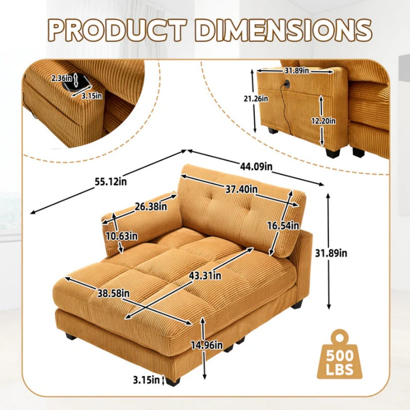 UNITED WE WIN Sleeper Sofa Couch Bed,Oversized Chaise Lounge Chair Cozy Cloud Couch-海智集-Default-