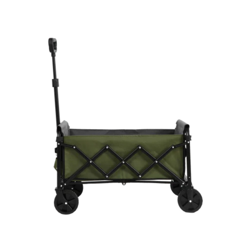 Lightweight Portable Heavy Duty Folding Beach Wagons with Wheels - Outdoor Utility Carts for Grocery, Camping, Shopping, Sports, Garden with Large Capacity -Army green-海智集-Default-