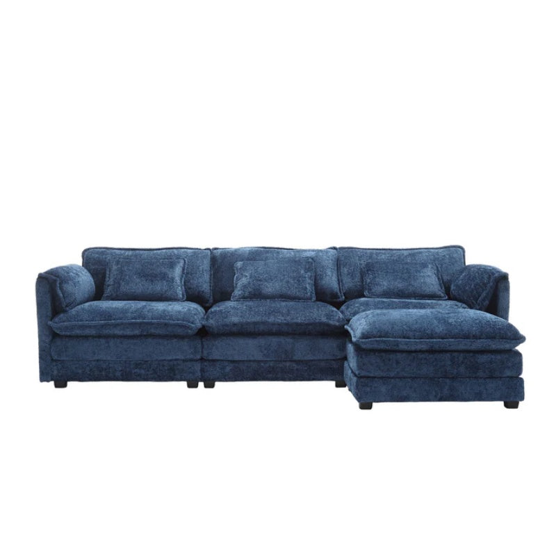 Modern Large L-Shape Sectional Chenille fabric, movable pedals, detachable armrests, oversized three-seat Sofa-海智集-Default-