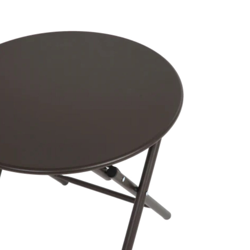 3 Piece Patio set, Outdoor Camping Chairs with Breathable Textilene Fabric, folding table with steel table top, 2chairs and 1table set ( Brown)-海智集-Default-