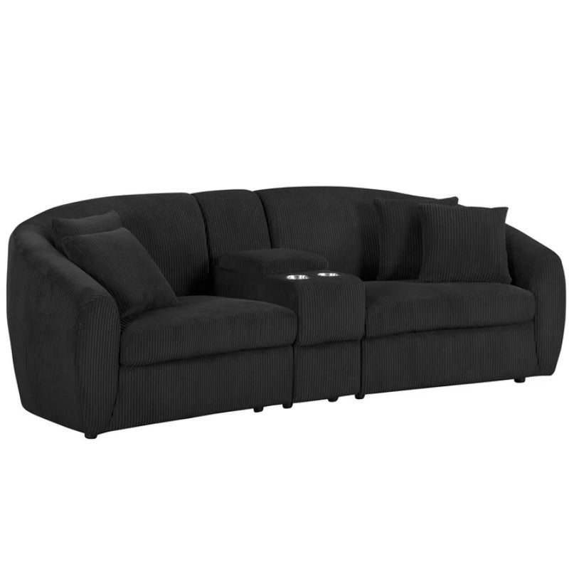 UNITED WE WIN corduroy fabric, two cup holders, storage, oversized two-seat, solid wood frame, high quality sponge filling, curved placement sofa-海智集-Default-