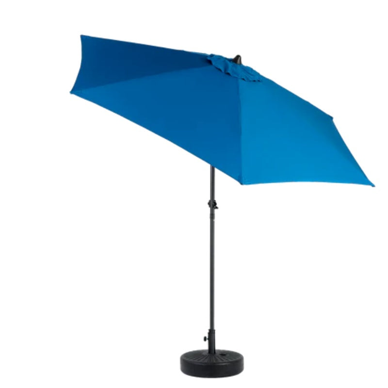9FT Outdoor Patio Umbrella Outdoor Table Umbrella with Push Button Tilt and Crank, Market Umbrella 6 Sturdy Ribs , Deck, Backyard, Pool (Base Not Included) - ( Dark blue )-海智集-Default-