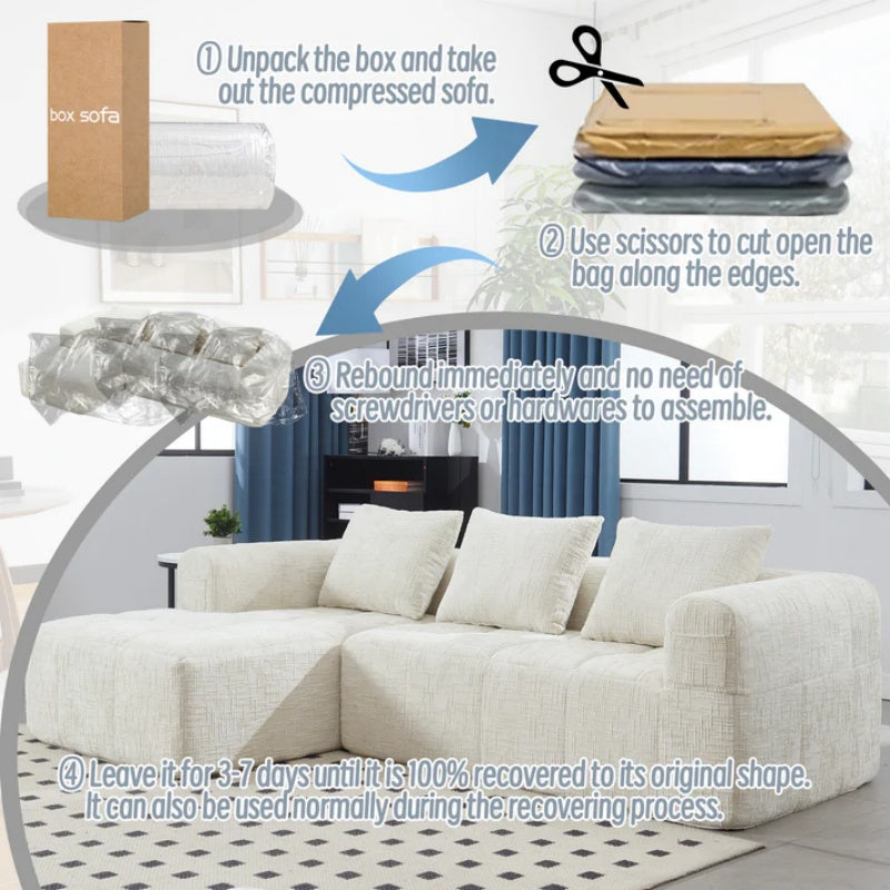 UNITED WE WIN 98.42-inch modular sectional sofa, modern modular L-shaped sofa with chaise longue, equipped with small side pockets and free of compression during installation.-海智集-Default-