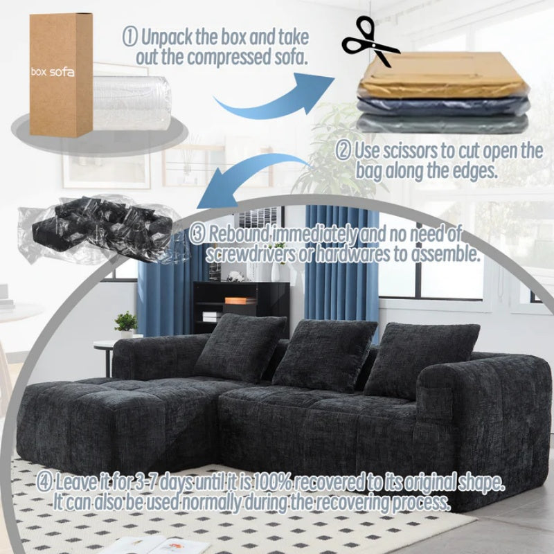 UNITED WE WIN 98.42-inch modular sectional sofa, modern modular L-shaped sofa with chaise longue, equipped with small side pockets and free of compression during installation.-海智集-Default-