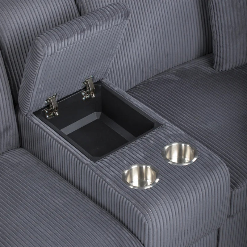 UNITED WE WIN corduroy fabric, two cup holders, storage, oversized two-seat, solid wood frame, high quality sponge filling, curved placement sofa-海智集-Default-