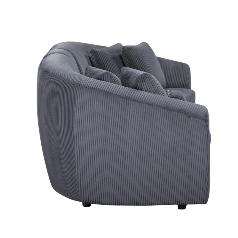 UNITED WE WIN corduroy fabric, two cup holders, storage, oversized two-seat, solid wood frame, high quality sponge filling, curved placement sofa-海智集-Default-