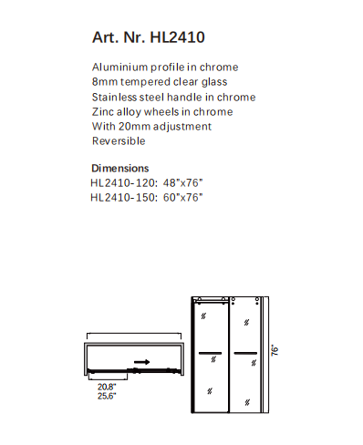Minimalist frameless sliding door shower enclosure, stainless steel sunken bathroom partition without lower track, brushed overall sliding-海智集-