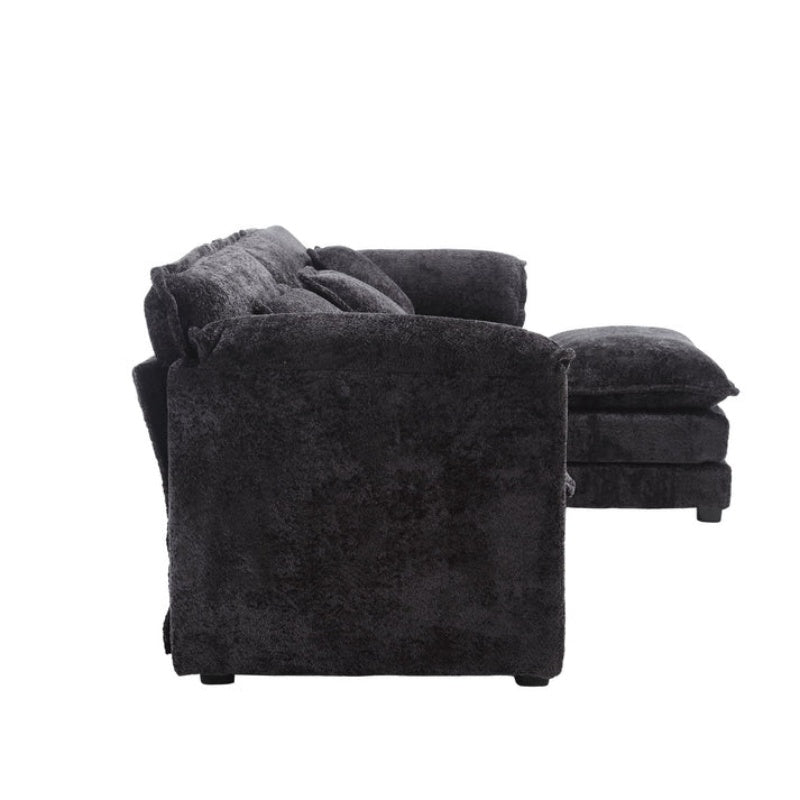 Modern Large L-Shape Sectional Chenille fabric, movable pedals, detachable armrests, oversized three-seat Sofa-海智集-Default-