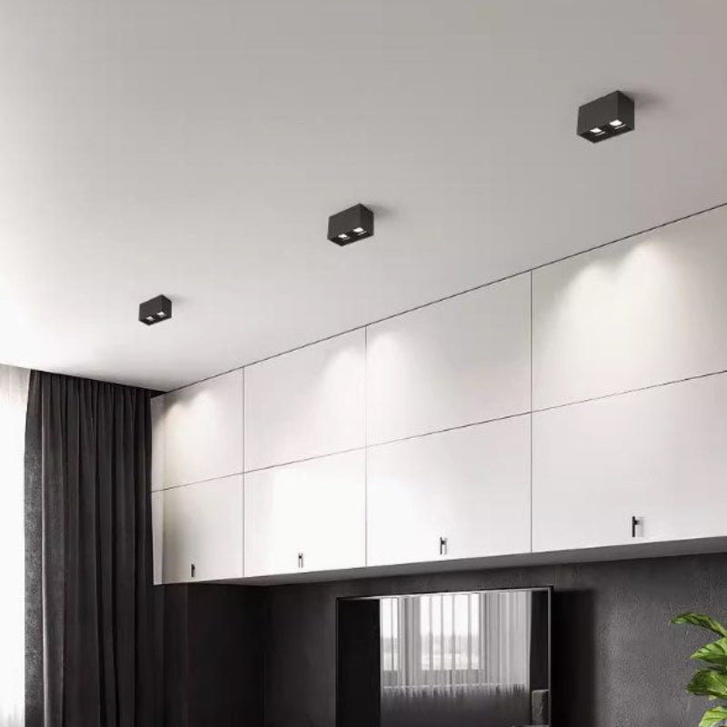 Extremely simple and simple installation spotlights, square household passageways, corridors, shopping malls, no need for holes, anti-glare, white and black, no main light for illumination-海智集-