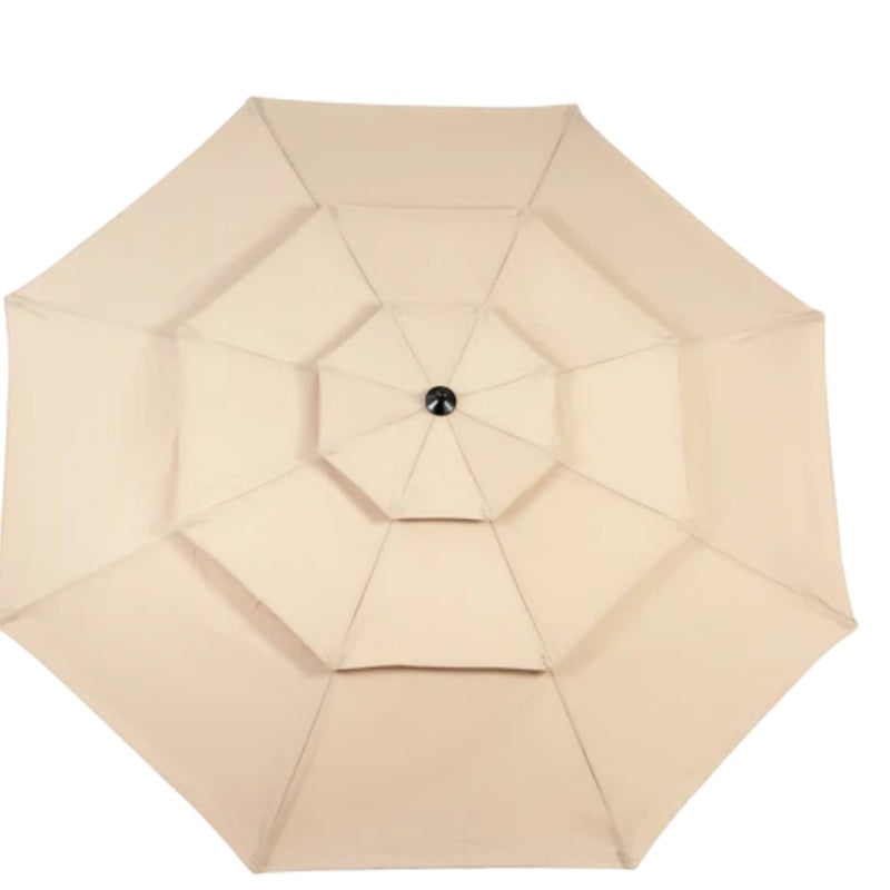 Aluminium 10ft 3 Tier Auto-tilt Umbrella ,Outdoor Patio Umbrella - Market Table Pool Deck Umbrella (Base Not Included) - ( khaki )-海智集-Default-