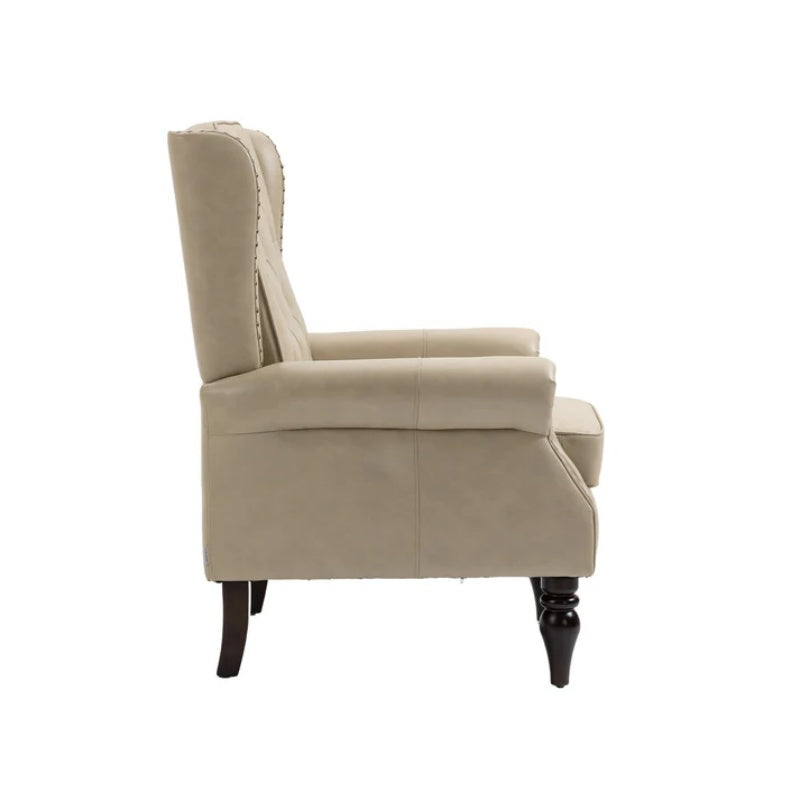 Modern Accent Chair Lounge Chair with Sturdy Wood Legs in Camel PU Leather for Living Room and Bedroom-海智集-Default-