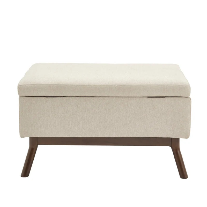 Mid-century modern square coffee table storage bench, assembled, suitable for living room, entryway and family room, used as a coffee table, stirrups, shoe bench-海智集-Default-