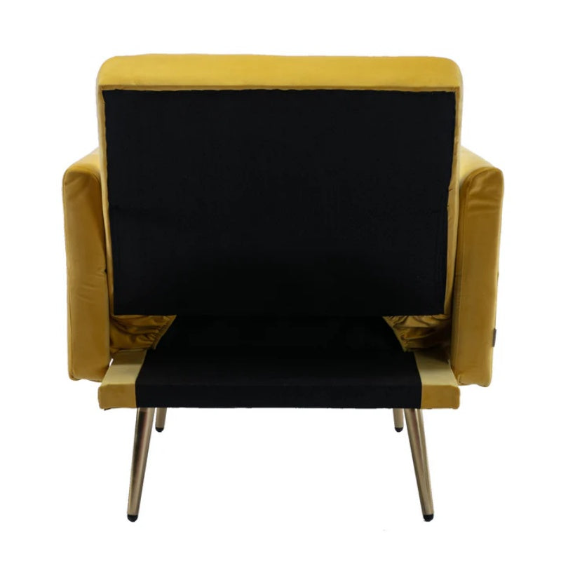 COOLMORE Velvet Accent Chair with Adjustable Armrests and Backrest, Button Tufted Lounge Chair, Single Recliner Armchair with Ottoman-海智集-Default-