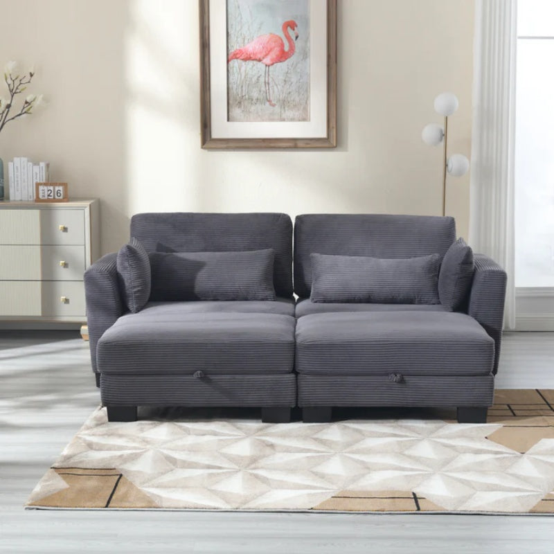 UNITED Modular Sectional Sofa L Shaped Modular Couch with Reversible Chaise Modular Sofa Sectional Couch with Storage Seats-海智集-Default-