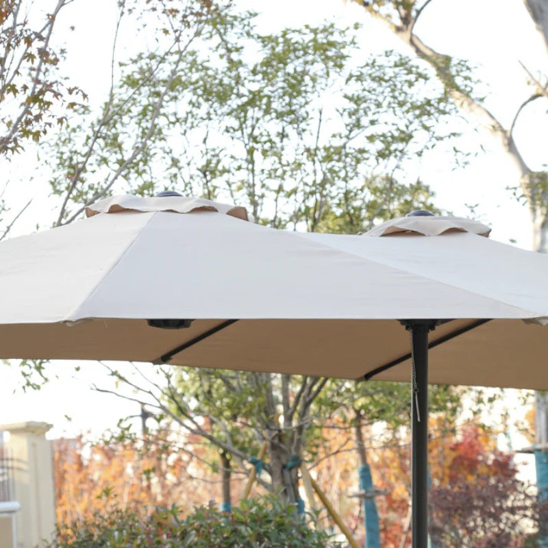14.8 Ft Double Sided Outdoor Umbrella Rectangular Large with Crank ( khaki )(No Base)-海智集-Default-