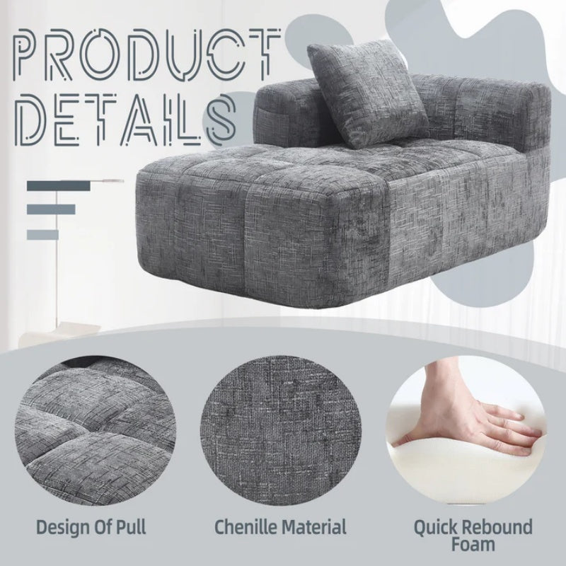 UNITED WE WIN Chenille Loveseat Sofa,Minimalist Modular Couches Sleeper for Living Room Bedroom Apartment Lounge-海智集-Default-