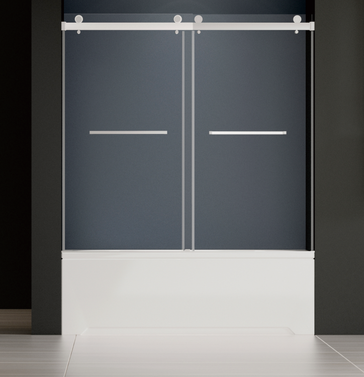 Narrow-edge, fine-frame, stainless steel, trackless, sunken shower enclosure, sliding door, one-piece integral bathroom partition-海智集-