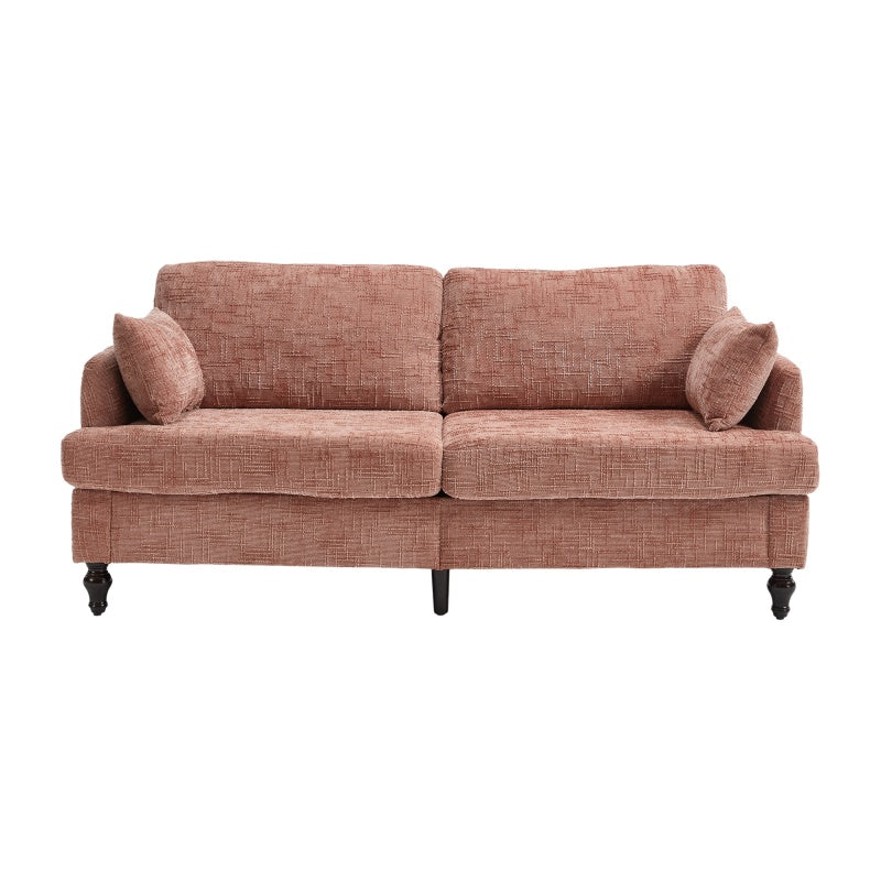 Modern Chenille 2-Seater Sofa with LED Light, USB Port, and Storage Bag in Pink-海智集-Default-