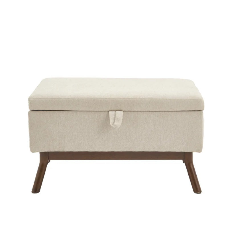 Mid-century modern square coffee table storage bench, assembled, suitable for living room, entryway and family room, used as a coffee table, stirrups, shoe bench-海智集-Default-