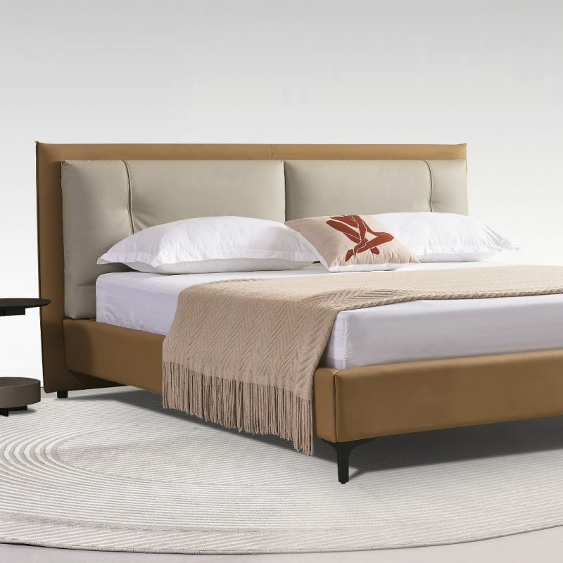 Modern Minimalist Leather Bed Set with Nightstands-海智集-