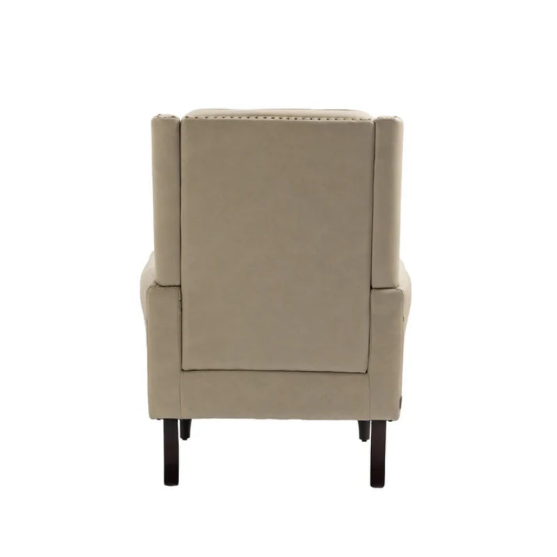 Modern Accent Chair Lounge Chair with Sturdy Wood Legs in Camel PU Leather for Living Room and Bedroom-海智集-Default-